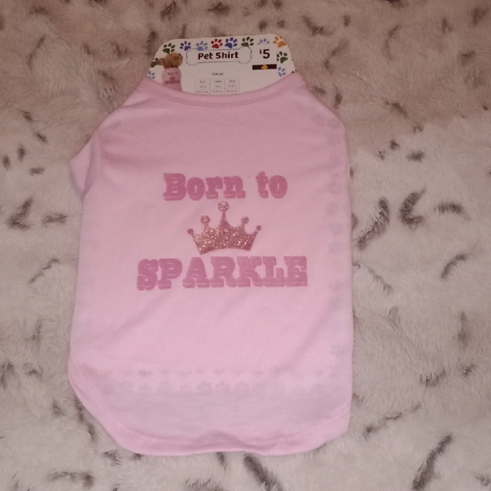 Pink 'Born to Sparkle' Dog Shirt Size Small